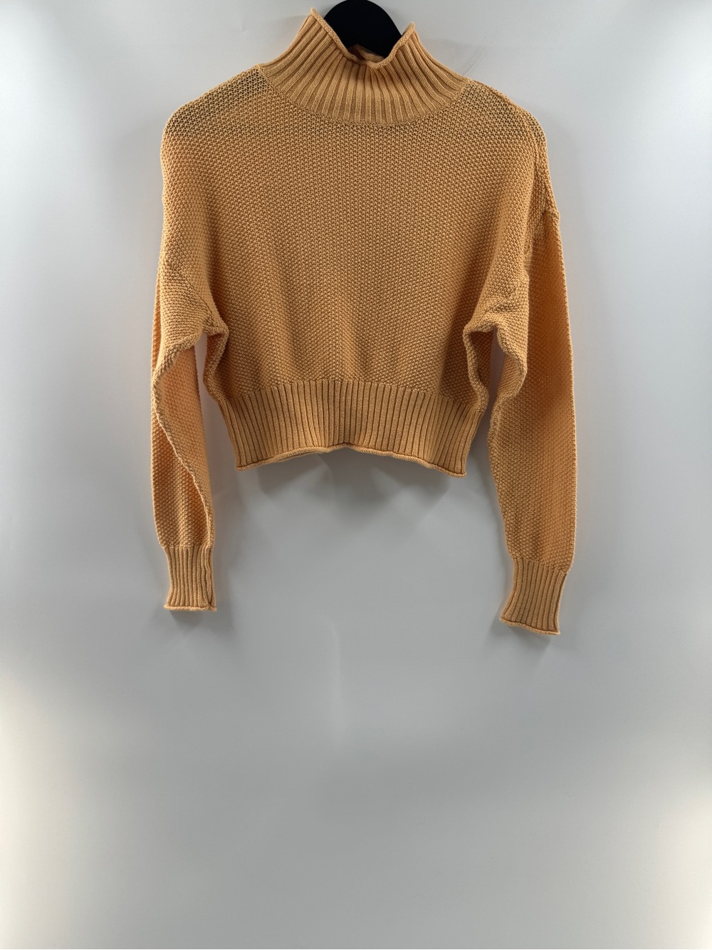 American Eagle Orange Cropped Mock Neck Knit Sweater Women's XS